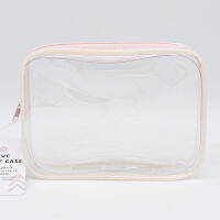 Daiso กระเป๋า PVC มีก้นสีชมพู 17.4x3.5x12.8 ซม.