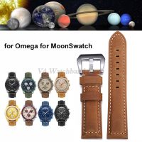 Gelang kulit 20mm untuk Omega untuk jam tangan SWATCH gelang kulit sapi antik gelang tangan 20/22/24/26mm tali jam tangan lepas cepat