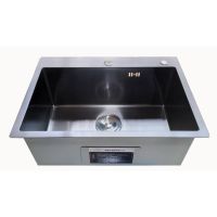 Kitchen sink ,snless steel,ซิงค์ล้างจาน 1 หลุม(แบบฝัง) สแตนเลส201 +สะดือ+ชุดท่อน้ำทิ้ง+ ตะแกรงชั้นวาง SKB-343