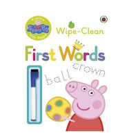 English original edition Peppa Pig Practise with Peppa Wipe-Clean First Words pink pig brush pen word piggy page can repeat Pepes pig