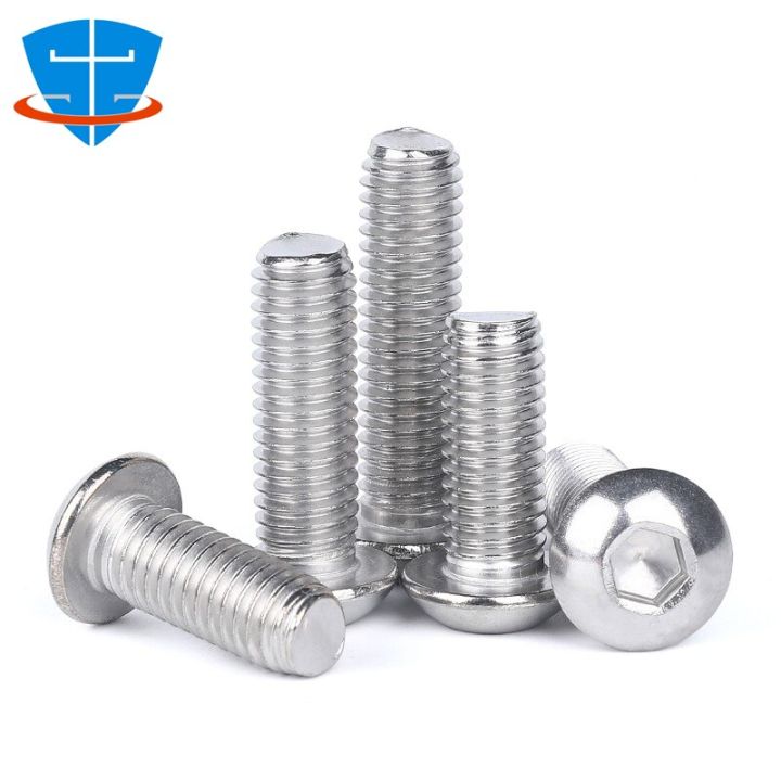 10pcs-1-4-3-8-5-16-2-4-6-8-10-304-stainless-steel-anglo-american-round-pan-head-hexagon-socket-screw-button-head-allen-bolt-nails-screws-fastener