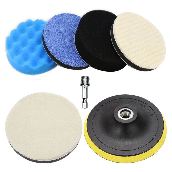 5 Inch Wool Polishing Buffing Pads Kit, 7 Pcs Waxing Buffing Polishing
