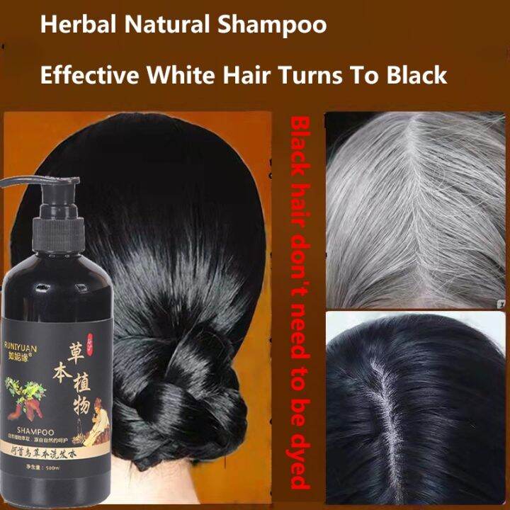 9o300ML Black Colored Hair Shampoo Natural Polygonum White Hair turns