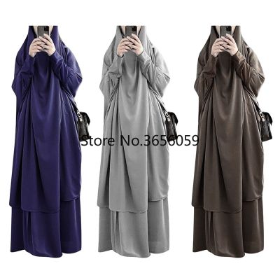 【YF】 Eid Hooded Muslim Women Hijab Dress Prayer Garment Jilbab Abaya Long Khimar Ramadan Gown Abayas Skirt Sets Clothes Niqab