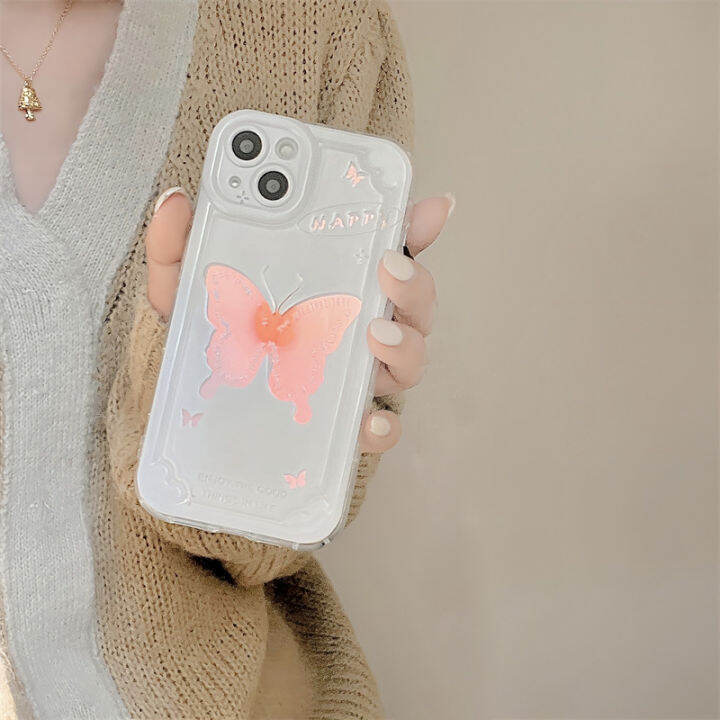 เคสโทรศัพท์ผีเสื้อยิงเลเซอร์กลวงออกสำหรับ-iphone14-love-heart-cushion-case-สำหรับ-iphone12promax-เคสโทรศัพท์กระดาษการ์ดเรเดียมสำหรับ-iphone13-สร้อยข้อมือลูกปัดใสสำหรับ-iphone11