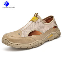 Mens Sandals 2022 Beach Shoes New Summer Sandal Male Genuine Leather Shoes Man Casual Shoes for Men Black Flip Flops Slippers