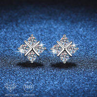 925เงินสเตอร์ลิง0.8กะรัต * 2 Moissanite เพชร8ต่างหูแฟชั่นคลาสสิกออกแบบแสงหรูหรา Niche อารมณ์