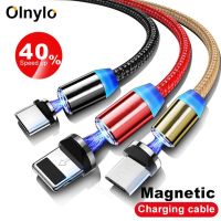 ✱▨ Magnetic Type C Cable LED For iPhone 13 12 Samsung Xiaomi Android Fast Charging Magnet Charger Micro USB Cable Mobile Phone Cord