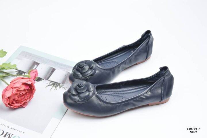 size-36-42-flat-flower-รองเท้าส้นแบน-หุ้มส้น-ทรงบัลเล่ต์-แต่งดอกไม้ด้านหน้า-คุณภาพดี-หนังนุ่มมาก-ใส่ทำงานได้