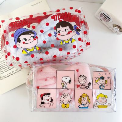 ⊙✓ Korean Ins Transparent Waterproof Pink Girl Heart Charlie Cosmetic Bag Storage Bag Travel Portable Large Capacity