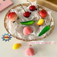 【jw】▽❀✲  2pcs Kids Hairpin Fruit Vegetable Side Bang Hair Headdress Ornament Kawaii Accessories