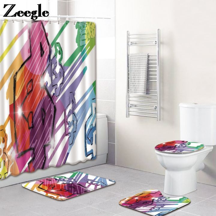 bath-mat-and-shower-curtain-set-in-the-bathroom-homedecor-tolilet-carpet-set-antislip-waterproof-musical-note-print-foot-rug-set