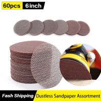 ✧❦▼ 60PCS 6Inch Sanding Discs 80 100 120 180 240 320 Grit Mesh Abrasive Dustless Sandpaper Assortment for Car Woodworking - Hook