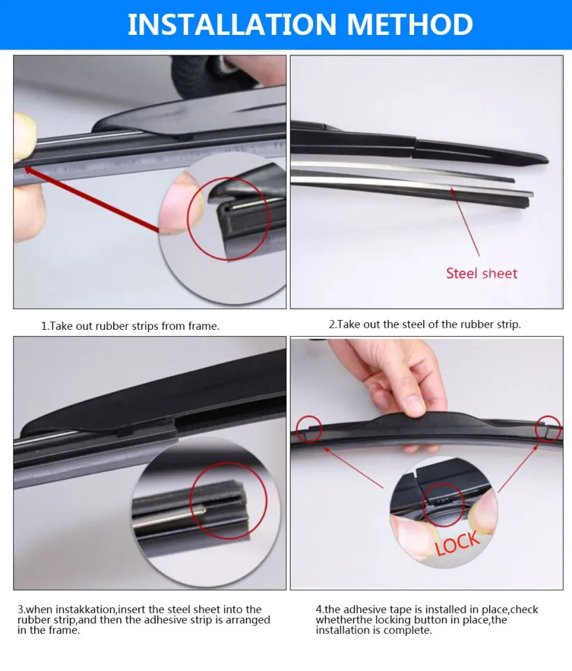 10 Pcs Adhesive Strip Silicone Windshield Wiper Blades Frameless Strips  Vehicle Rubber Windscreen Car Automobile