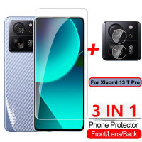 กระจกนิรภัยป้องกันหน้าจอ3 In1สำหรับ Xiaomi 13T Pro 13TPro Xiaomi13T Xiaomi13TPro 5G 2023ฟิล์มนิรภัยด้านหน้าชัดเจนแบบ HD เลนส์ติดฟิล์มฝาหลังฟิล์มป้องกันคาร์บอนไฟเบอร์คาร์บอน