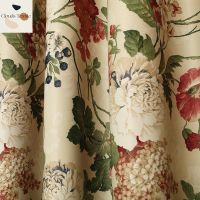 【HOT】✇ European Curtains for Dining Room Bedroom Pastoral Flowers Printing Door Window Curtain