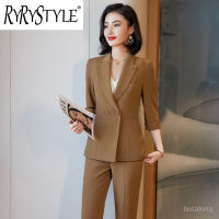 RYRYSTYLE 2023ใหม่กางเกงสูทมืออาชีพแขนยาวปานกลางสำหรับผู้หญิงเสื้อสูท6278สำหรับสัมภาษณ์