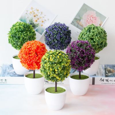 Cherry snowball simulation plant potted grass ball bonsai small tree home decoration flower ornaments creative mini ball