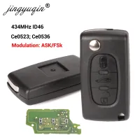 Jingyuqin 433Mhz Id46ถามกุญแจรถ Fsk สำหรับ Peugeot 207 307 407 208 308 408คู่607กุญแจรีโมต3ปุ่ม Ce0536 Ce0523