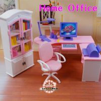 Home office computer desk combination bookcase doll furniture for barbie doll DIY toysdoll accessories