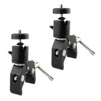 2X DSLR Ball Head Shoe Mount Camera Ball Mount Clamp 1/4 Inch -20 Tripod Head Hot Shoe Adapter and Cool Super Clamp