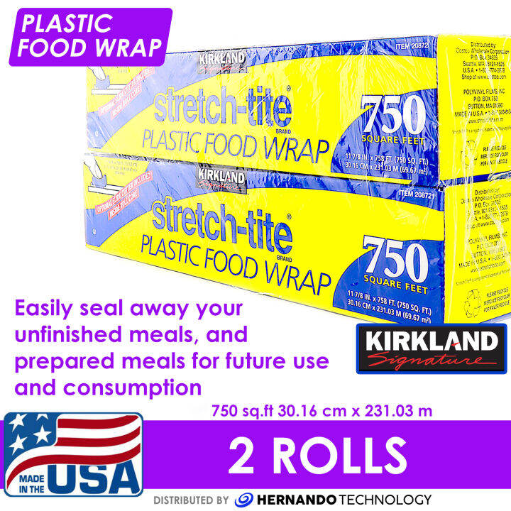 Kirkland Signature Premium Quality Stretch Tite Plastic Food Wrap 750 feet microwave cling film