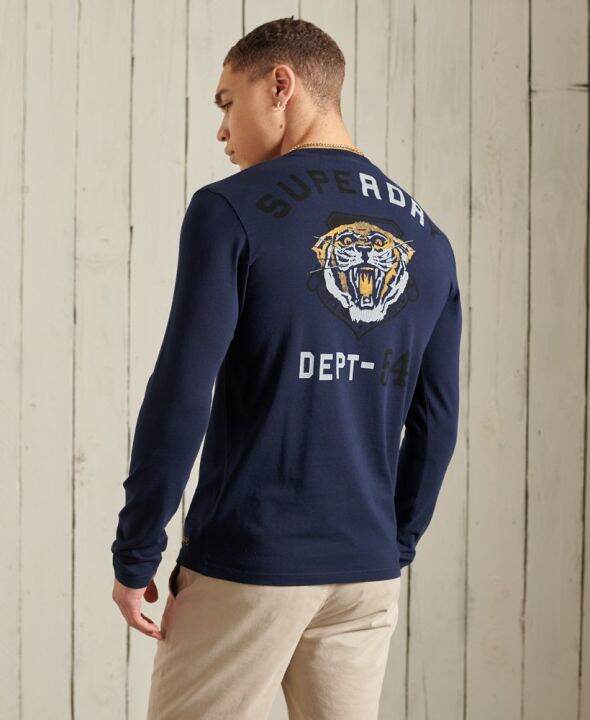 superdry-military-graphic-long-sleeve-t-shirt-เสื้อแขนยาว-สำหรับผู้ชาย-สี-deep-navy