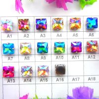 AB colors Silver claw settings 8mm 10mm 12mm Square shape glass Crystal Sew on rhinestone decoration Wedding dress diy trmming