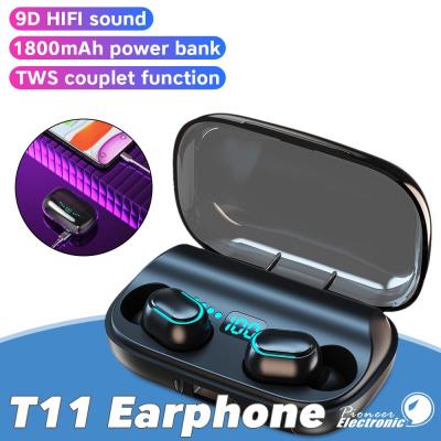 Wireless bluetooth 5.0 headset TWS T11 หูฟังไร้สาย stereo call headset Battery display TWS F9หูฟังสเตอริโอ รับประกัน 1 ปี