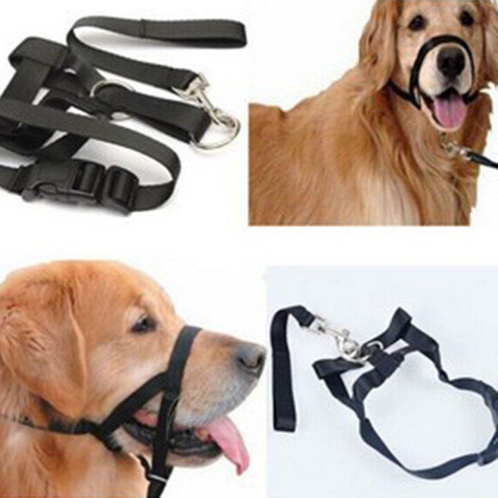 ไนลอนสุนัข-muzzle-ปรับ-anti-barking-anti-bite-harness-head-collar-muzzle-dog-halter-training-leash-leader-ปลอกคอคลาสสิก