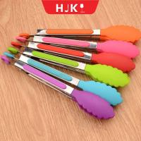 HJKL 1Pcs ลดกระหน่ำ สีสุ่ม ที่จับซิลิโคน สแตนเลส ที่คีบครัว ที่คีบบาร์บีคิว ที่หนีบอาหาร คลิปเค้กขนมปัง คลิปบาร์บีคิว