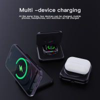 15W 3 In 1 Magnetic Wireless Charger ที่วางศัพท์แบบพับได้สำหรับ 14 13 12 Fast Charging Station