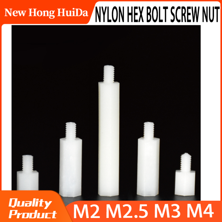 m2-5-m3-m4ไนลอนสีขาว-hex-ชายหญิง-standoff-เสา-mount-เกลียวพลาสติก-pcb-เมนบอร์ด-spacer-bolt-สกรู-nut