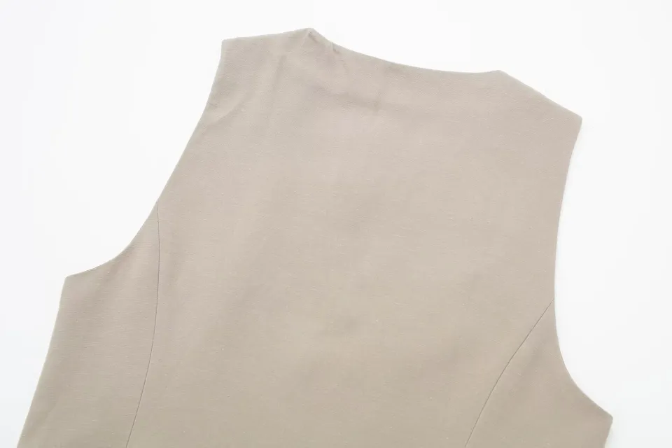 TRAFZA Women's Elegant Solid Color Sleeveless Linen Shorts Set Retro V-Neck  Single Breasted Vest 2023 Women's Office Ladies Suit - AliExpress