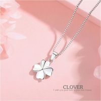 s999 Clover necklace สร้อยคอเงินแท้ ใบโคลเวอร์  สวยเรียบง่าย  จี้เป็นเงิน 99.99% ทั้งตัว ใส่สบาย เป็นมิตรกับผิว