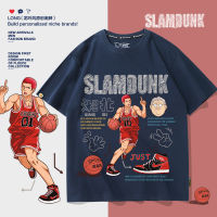 การ์ตูนญี่ปุ่นอะนิเมะ Slam Dunk เสื้อยืด SHOHOKU Hanamichi Sakuragi 2023 ฤดูร้อนผ้าฝ้ายแขนสั้นผู้ชาย