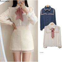 ♣❅ 2020 Autumn Women 39;s Cute Bow Tie Tops Preppy Style Vintage Japaneses Korea Design Button Elegant Formal White Shirts Blouses