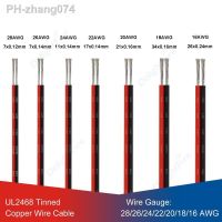 Speakers Wire 1/3/5m 2pin Electric Wire UL2468 Black Red 28 26 24 22 20 18 AWG LED Strip Cable For Audio Lamp Bulbs LED Driver