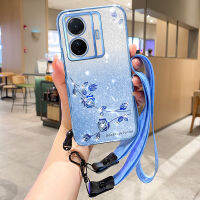 เคสเคสสำหรับ Vivo T1 Pro 5G เคสครอบโทรศัพท์กันกระแทกพลอยเทียมโรสขนาดเล็กเงางามแบบไล่ระดับสี