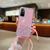 TFOSTNY โซ่สายคาดที่คล้องเสื้อสายเดี่ยวแบบครึ่งตัวสำหรับ Xiaomi Mi 12T Crossbody กรอบเคสโทรศัพท์แวววาว TPU แบบนิ่มสำหรับ Xiaomi Redmi Note 11 10 9 Pro 11S 9S Mi 11 Lite 5G NE