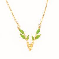 《 DTOU Fashion 》เครื่องประดับมรกตสีทอง14K เรียบง่าย,ของขวัญเครื่องประดับชั้นสูงสำหรับงานหมั้นโซ่เขากวางสวยงามสำหรับผู้หญิง