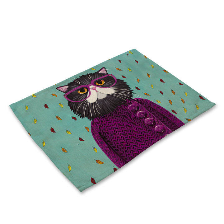 202142x32cm-placemat-for-dining-table-cute-cat-cartoon-animal-mat-coaster-creative-printed-heat-resistant-kitchen-dining-accessories