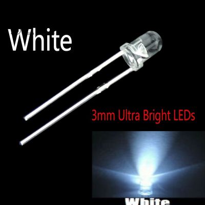 Yingke สำหรับ Arduino ไดโอดไฟ Led สีขาวกลมมนสว่างมาก100ชิ้น/3มม.