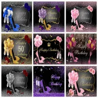 Avezano Happy Birthday Background Girl Glitter High Heels Balloon Rose Flowers Champagne Custom Backdrop for Photography Decor Cleaning Tools