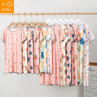 Girls Ice Silk Home Dress Babys Cartoon Print Mother and Daughter Parent-Child Nightdress Childrens Summer Small Lace Thin Air-conditioning Clothes