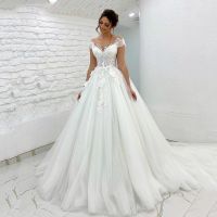 Princess Wedding Dresses Off Shoulder 3D Lace Applique Ladies Sleeveless Boho Bridal Gowns Vestido De Novia Custom 2023 Mariée