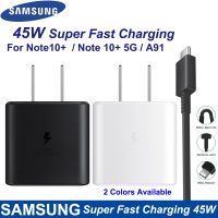 [KOLT Digital] สำหรับ Samsung Note10 Note 10 5G A91 Super Adaptive Fast Charger 45W Eu/us Original EP TA845 Dual Type C 5A PD Wall สาย USB C