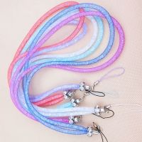 1 Buah Kalung Lanyard Kristal ID Lencana Ponsel Gantungan Kunci Tali Kabel Glitter Berlian Imitasi Mesh Antipencuri Pemegang Tali Gantung