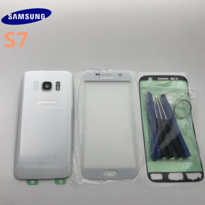 Original Samsung Galaxy s7 G930 SM-G930F Back Glass Cover Rear Battery Cover Door with Camera lens+Front glass lens