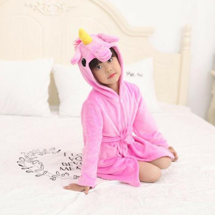 kingstar-girls-kids-3d-unicornเสื้อคลุมอาบน้ำชุดนอนชุดนอนน่ารักloungewear